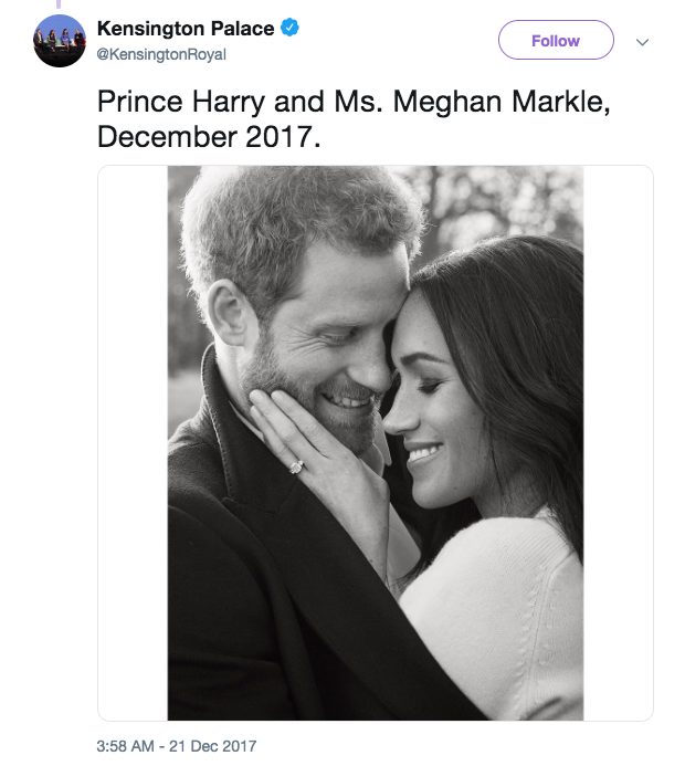meghan actually wore a white cashmere sweater by vb in one of her engagement photos with prince harry. photo c twitter kensington royal